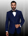 Mens One Button Satin Trim Shawl Tuxedo in Sapphire Blue & Black - Men's Tuxedo USA
