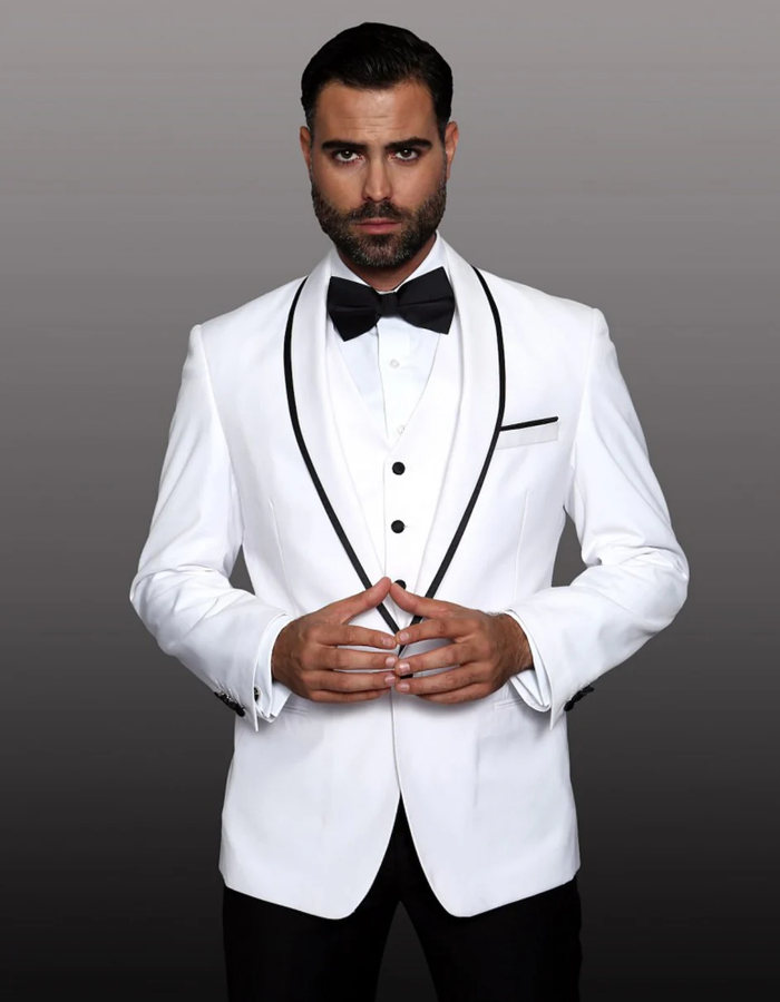 White Prom Suit - White Prom Tuxedo Suits - White Wedding Tuxedo  Fit Jacket