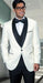 Statement Confidence Men's Off White Modern Fit One Button Shawl (Black) Collar Three Piece Fashionable Tuxedo