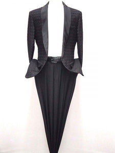 Men's Cheap Priced Black Fashion Shiny Woven Pattern Fully Lined Jackets