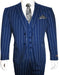 Men's Bold Gangster 1920s Vintage Navy Blue ~ White Gangster Bold Stripe 2 Button Vested Dress Suits For Men - Men's Tuxedo USA
