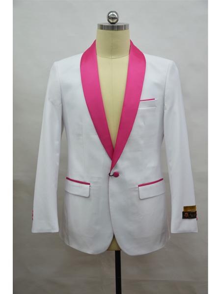 Men's Blazer  White ~ Fuschia Tuxedo Dinner Jacket and Blazer Two Toned