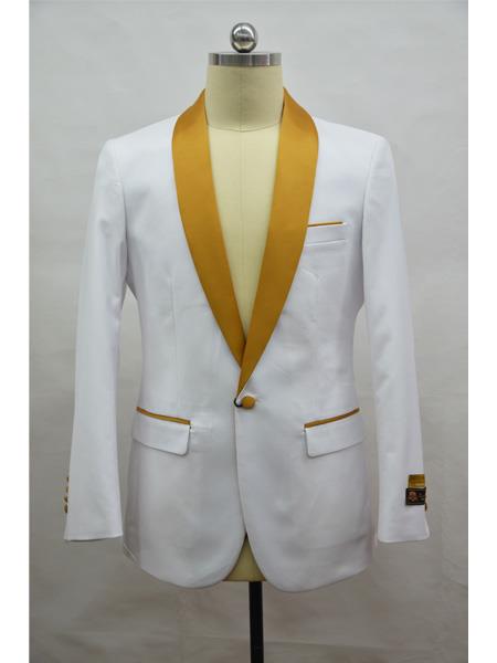 Men's Blazer  White ~ Gold Tuxedo Dinner Jacket and Blazer Two Toned