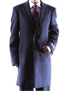 Men's Dress Coat Caravelli Long Jacket 2 Buttons Style Men's Carcoat ~Three Quarter Navy Long Men's Dress Topcoat - Winter coat