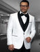 Men's 1 Button Shawl Collar Two Toned Tuxedo Dinner Jacket Blazer White