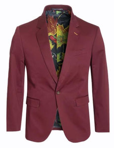 Men's Cotton Stretch Slim Fit Blazer Burgundy