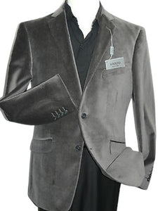 Velour Men's blazer Jacket Men's Gray~Grey Entertainer Formal or Casual Sport Coat Cotton