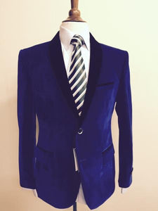 Velour Men's blazer Jacket Men's Velvet ~ Velour Fabric Dinner Tuxedo Black Lapeled