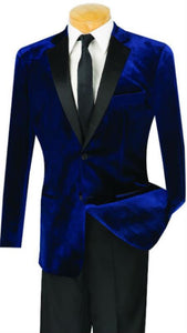 Men's Slim Fit velour Men's blazer Jacket With Flat Front Pant Navy