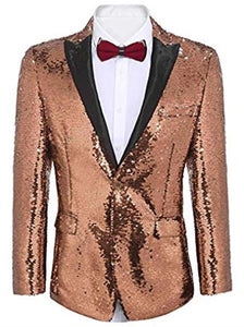 Rose Gold ~ Pinkish Sequin Shiny Men's Blazer + Matching Bowtie