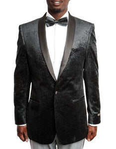 Men's Black Velvet Fashion Tuxedo with Satin Shawl