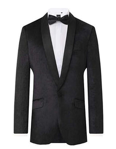 Men's Black Velvet 2 Piece Tuxedo Slim Fit Shawl Lapel velour