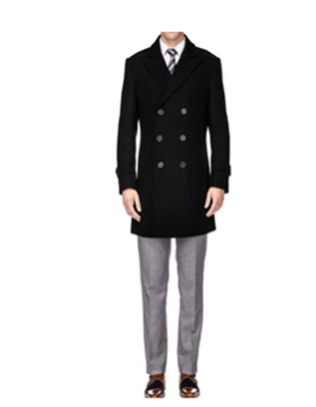 Men's Double Breasted Coat Black