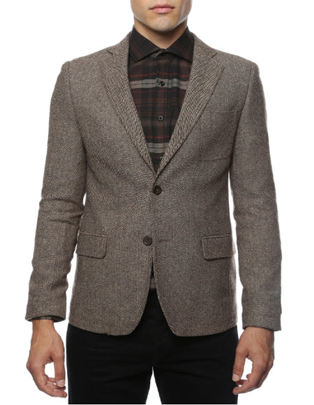 Men's Brown Super Slim Fit Two Button Closure Fully Lined Vintage