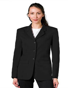 Black Three Button Solid Pattern Women Blazer