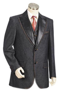 Men's Black Peak Lapel Denim blazer