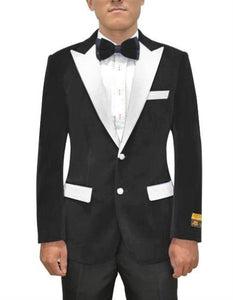 Black and White Lapel Velvet Blazer - Velvet Tuxedo + Matching Bowtie