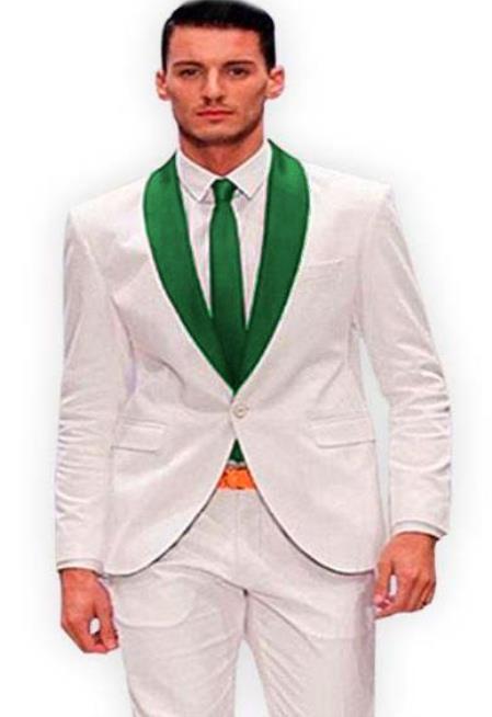 White and Green Lapel Tuxedo