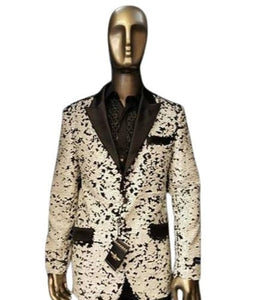 Men's Black ~ White Fashion Shiny Sequin Paisley Blazer Sport coat Tuxedo Jacket