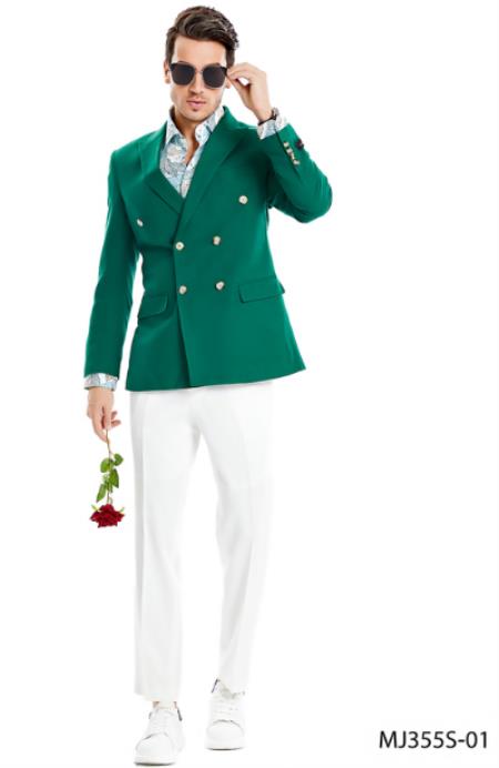 Summer Blazer - Mens Sport Coat - Double Breasted Sport Coat - Green Blazer
