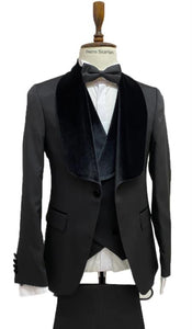 Black Tuxedo Dinner Jacket Wide Velvet Tuxedo Jacket - Prom 2025 Blazer