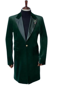 Velvet Tuxedo - Mens Velvet Blazer - Velvet Sport Coat - Three Quarter Length Green