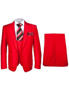 Rossiman Men’s Red Slim Fit Suit | Stylish Double-Breasted Jacket – Italian Tailored 3-Piece Luxury Suit for Men