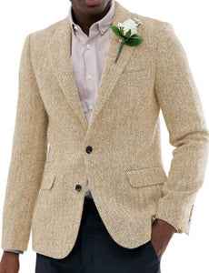 Mens Blazer Tweed Blazer Herringbone Blazer - Z-Champagne