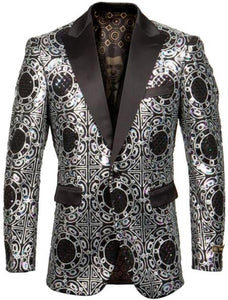 Mens Plus Size Blazers - Large Mens Blazers Big and Tall Blazer - Plus Size Silver Sport Coat