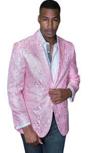Big and Tall Paisley Sport Coat - Big and Tall Light Pink Blazer