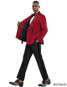 Paisley Sportcoat - Wedding Tuxedo Suit - Prom 2025 Burgundy Blazer