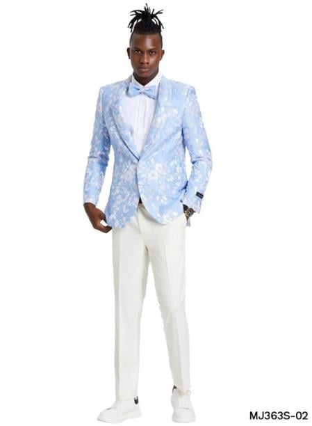 Paisley Sportcoat - Wedding Tuxedo Suit - Prom 2026 Sky Blue Blazer