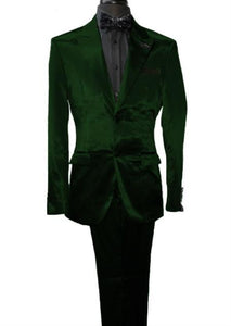 Mens Shiny Blazer - Hunter Green Sateen Vested Suit