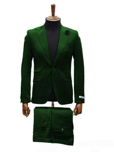 Mens Shiny Blazer - Hunter Green Sateen Vested Suit