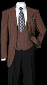 Brown Plaid Blazer - Mens Brown Windowpane Sportcoat