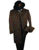 Black And Gold Stripe Suit - Vested Suit - Men's Tuxedo USA