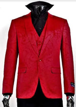 One Button Velvet Blazer Red