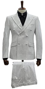Giovanni Testi Suits - Giovanni Tuxedo Sequin Suit - Shiny Tuxedos - Prom and Wedding Suit - White