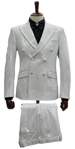 Giovanni Testi Suits - Giovanni Tuxedo Sequin Suit - Shiny Tuxedos - Prom and Wedding Suit - White