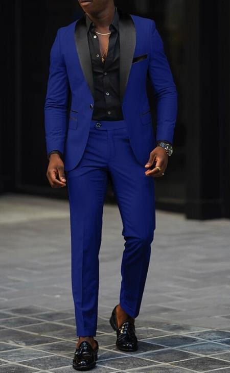 Black And Royal Blue Tuxedo - Prom Wedding Suit Royal Blue Prom Dress