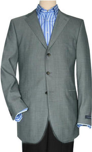 Mens 3 Button Blazer - Three Button Mid Gray Sport Coat - Side Vented - Wool Blazer