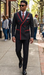 Mens Black And Red Double Breasted Tuxedo