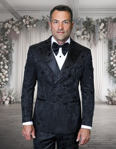 Mens Black Double Breasted Tuxedo