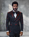 Mens Black And Red Sequin Double Breasted Tuxedo