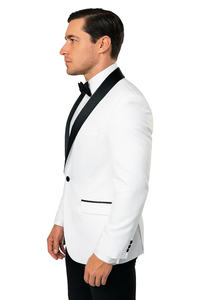 Tazio Men's Classy One Button Ivory & Black Shawl Lapel Dinner Jacket