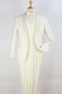 "Ivory Vested Shawl Tuxedo: Royal Diamond Mens One-Button Modern Fit" - Elegant Mensattire