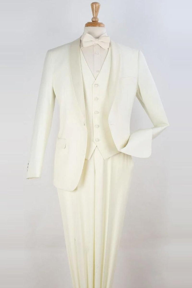 "Ivory Vested Shawl Tuxedo: Royal Diamond Mens One-Button Modern Fit" - USA Men's Outlet