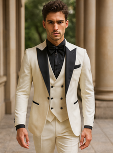 Ivory Wedding Suit - Peak Label Cream Tuxedo Suit - Ivory Dinner Jacket Plus Pants