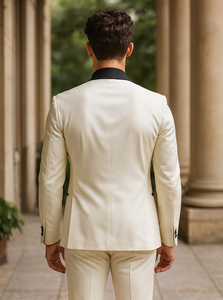 Ivory Wedding Suit - Peak Label Cream Tuxedo Suit - Ivory Dinner Jacket Plus Pants