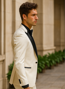 Ivory Wedding Suit - Peak Label Cream Tuxedo Suit - Ivory Dinner Jacket Plus Pants